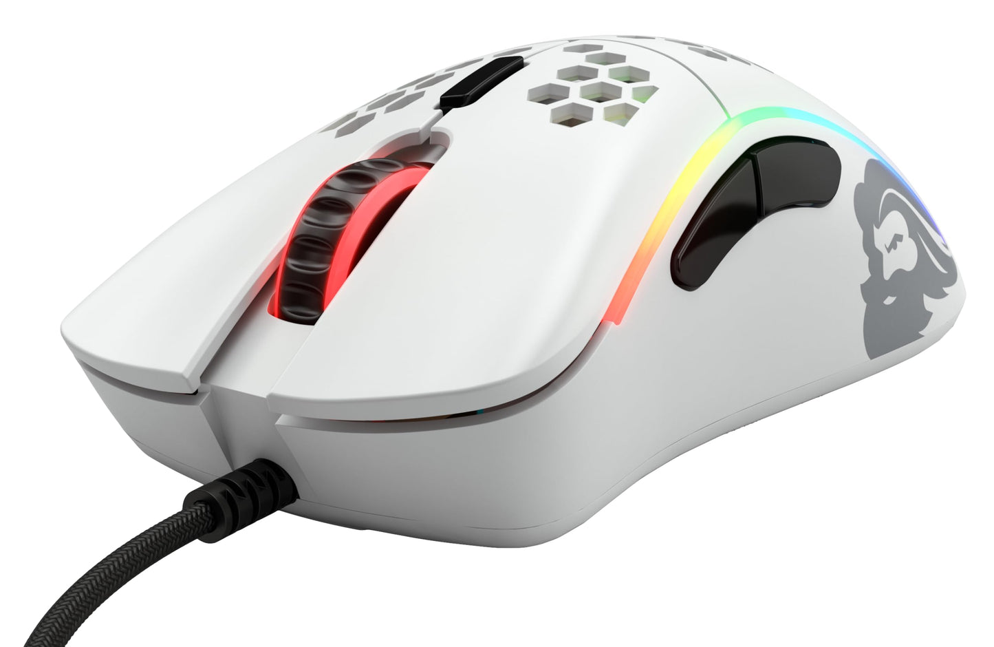 Glorious Model D Gaming Mouse - Wired, Ergonomic, 12000 DPI, Small, Matte White, 6 Programmable Buttons, Genuine Product