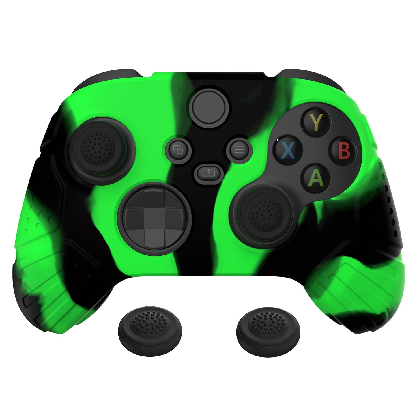 eXtremeRate PlayVital Guardian Edition Ergonomic Anti-slip Controller Silicone Cover for Xbox Series X/S  Rubber Protector Skins with Joystick Cap for Xbox Core Wireless Controller - Green & Black
