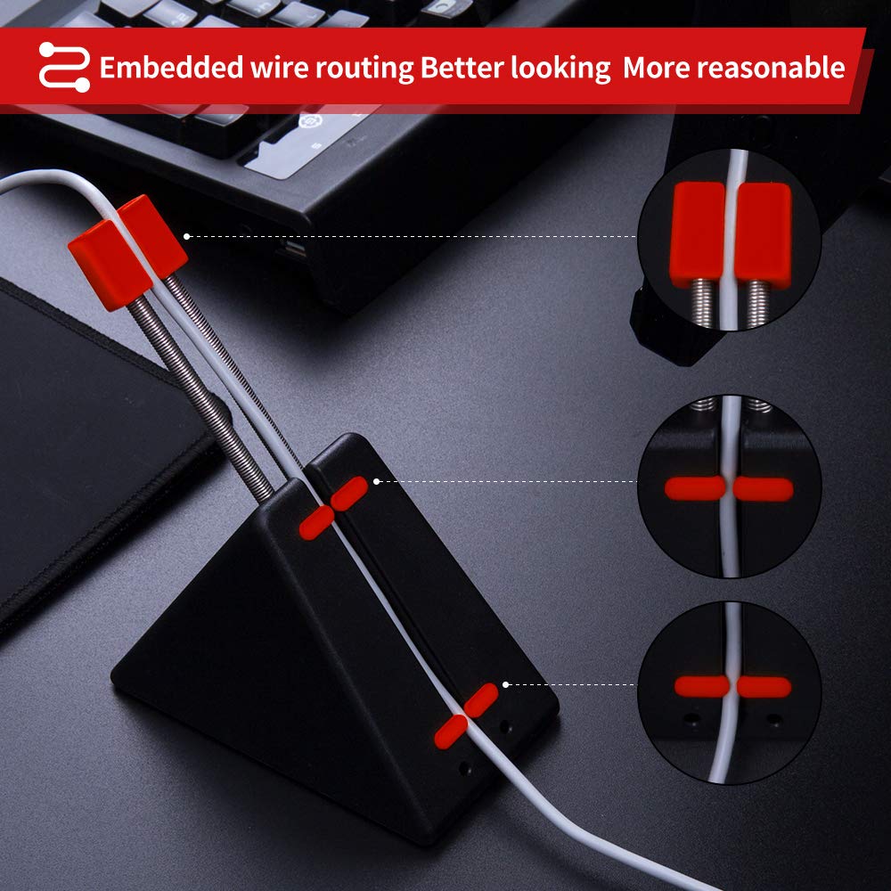 Hotline Games Mouse Bungee - Cord Management System for Esports FPS, Black, Model HGMC, Rubber Material