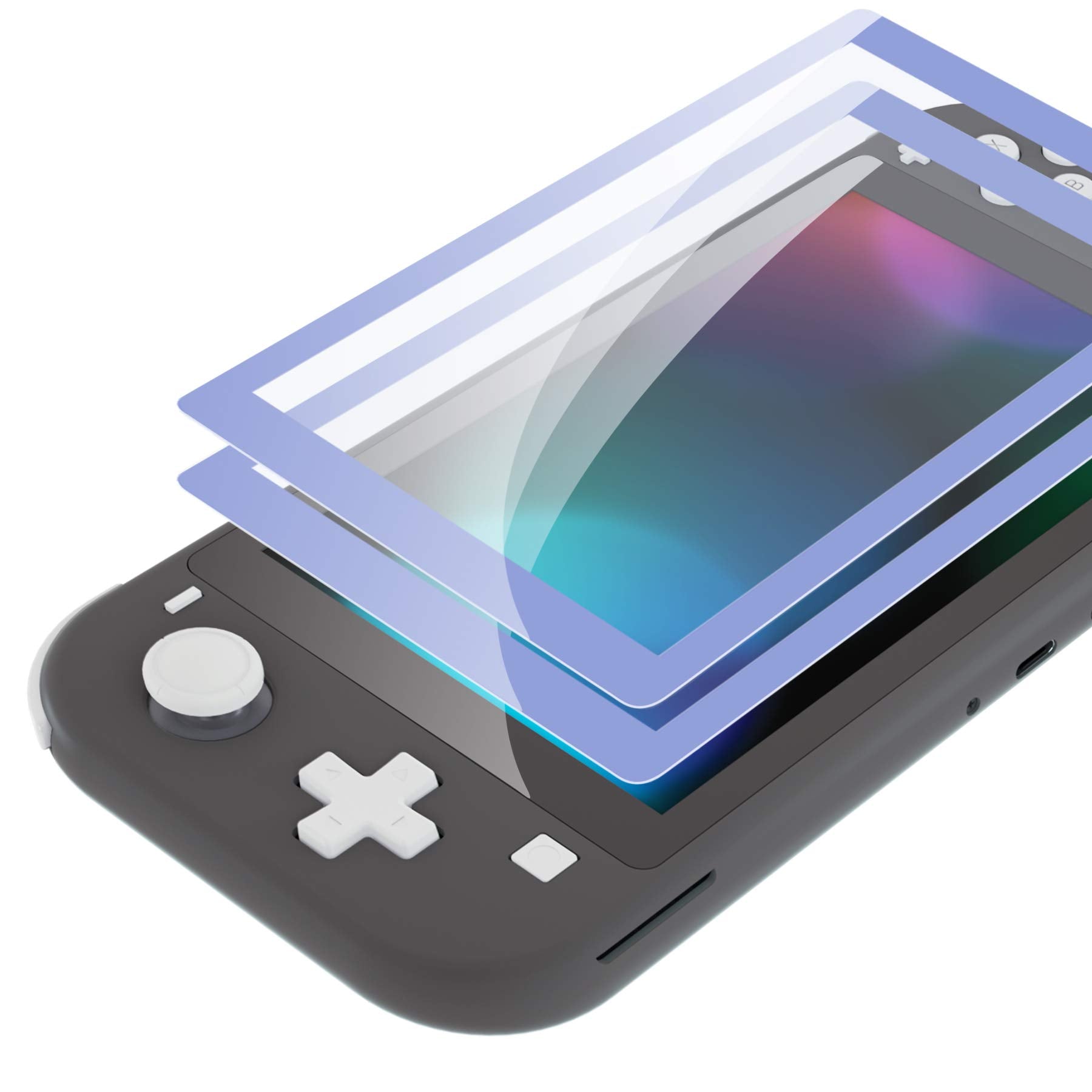eXtremeRate 2 Pack Light Violet Border Transparent HD Clear Saver Protector Film  Tempered Glass Screen Protector for Nintendo Switch Lite [Anti-Scratch  Anti-Fingerprint  Shatterproof  Bubble-Free]