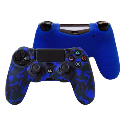 Hikfly Silicone Gel PS4 Controller Cover - 2X Camouflage with 8 FPS Thumb Grips - Red & Blue - Model 43220-17669