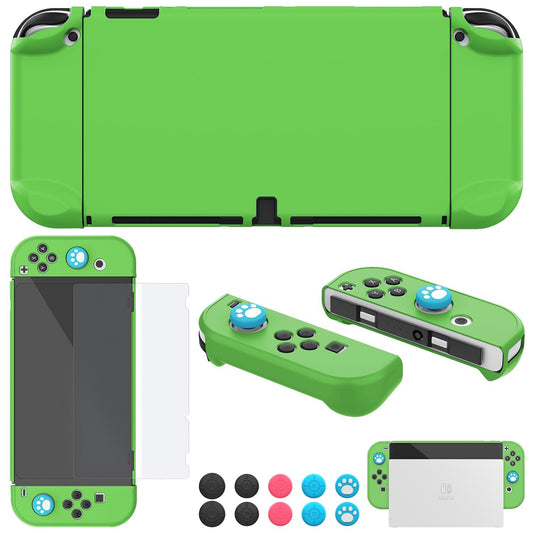 COMCOOL Dockable Case for Nintendo Switch OLED - [9 FT Military Grade Drop Protection] [with Tempered Glass Screen Protector] Protective Cover for Nintendo Switch OLED - Brilliant Green