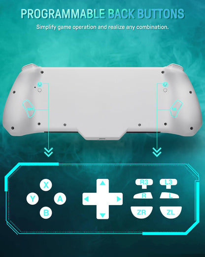 FUNLAB Switch Joypad Controllers - Customizable with Hall Effect Joysticks, Luminous Design, White-Eyes Pattern, 7 LED Colors