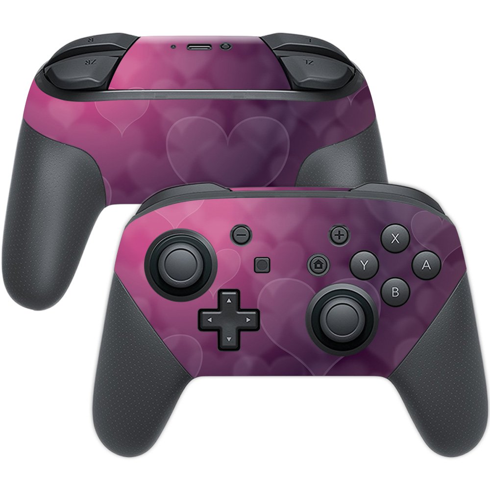 MIGHTY SKINS Nintendo Switch Pro Controller Skin - Purple Hearts Wrap Cover Sticker, Model NISWPCOI-Purple Hearts