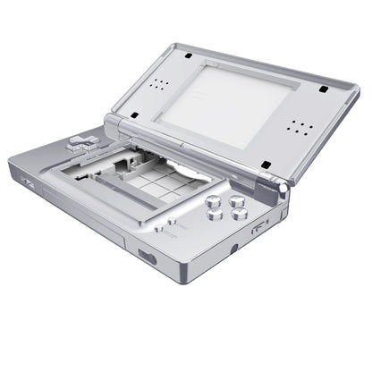 eXtremeRate Chrome Silver Replacement Full Housing Shell for Nintendo DS Lite, Model DSLD4002-1, Custom Console Case with Buttons and Screen Lens