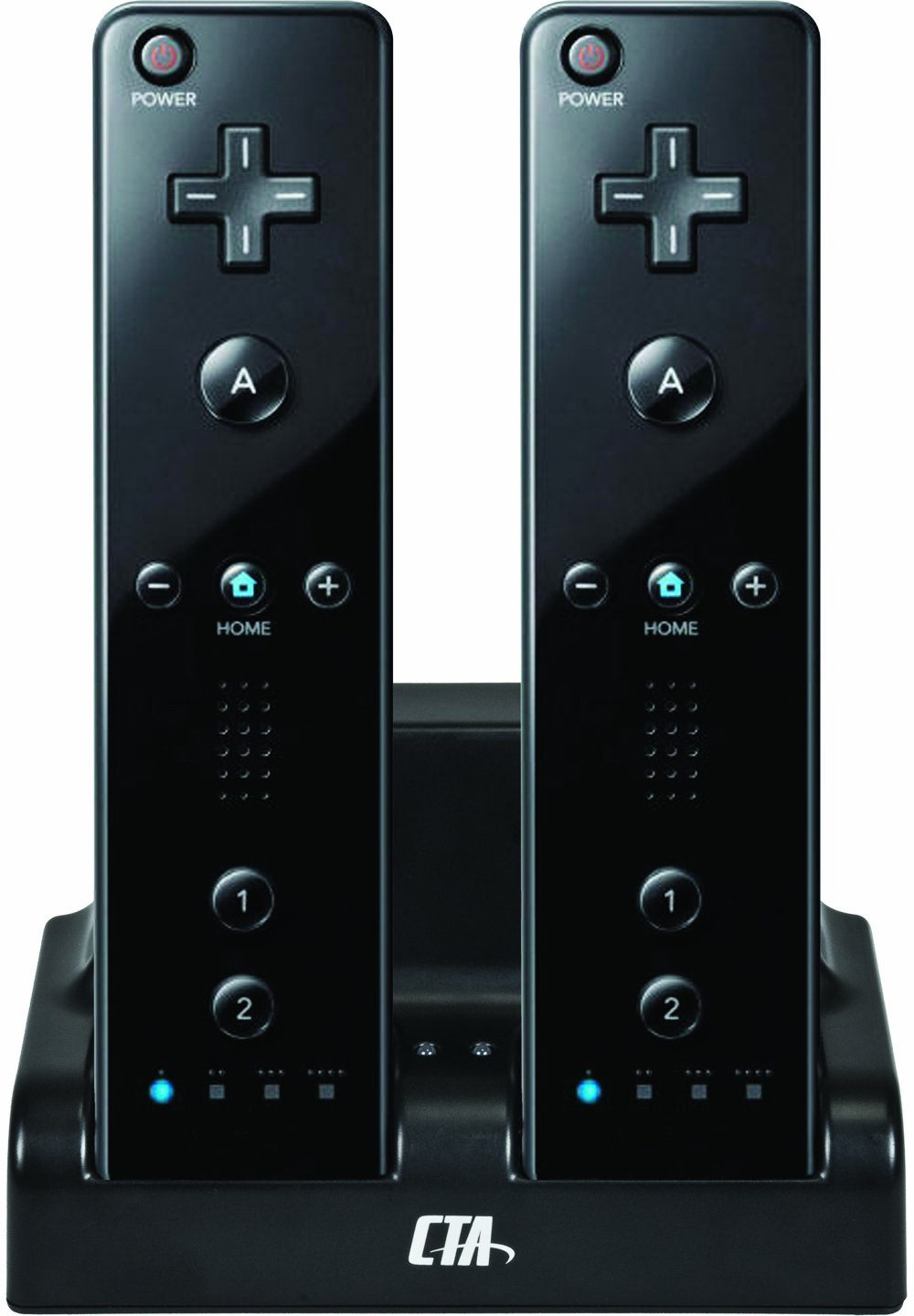 CTA Digital Wii Remote Dual Charge Station with 2 Rechargeable Batteries, One Size, Black, Model WI-DDCB