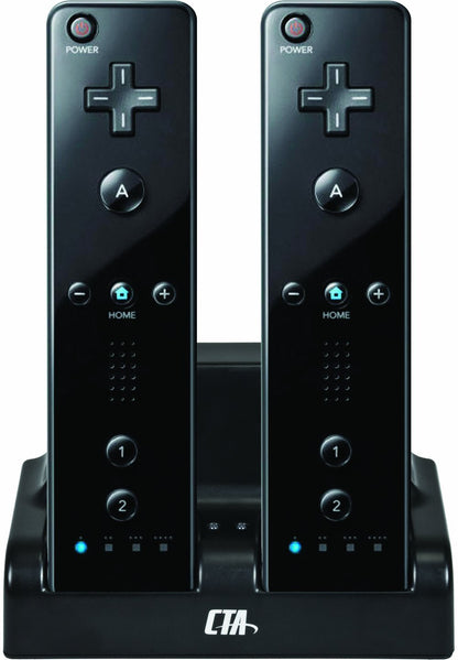CTA Digital Wii Remote Dual Charge Station with 2 Rechargeable Batteries, One Size, Black, Model WI-DDCB
