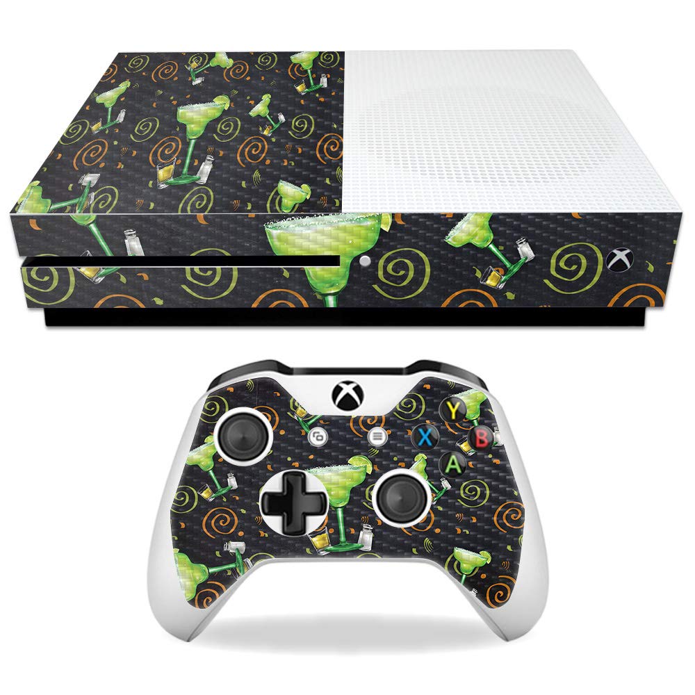 MightySkins Carbon Fiber Skin for Microsoft Xbox One S - Marg Party | Protective  Durable Textured Carbon Fiber Finish | Easy to Apply  Remove  and Change Styles | Made in The USA