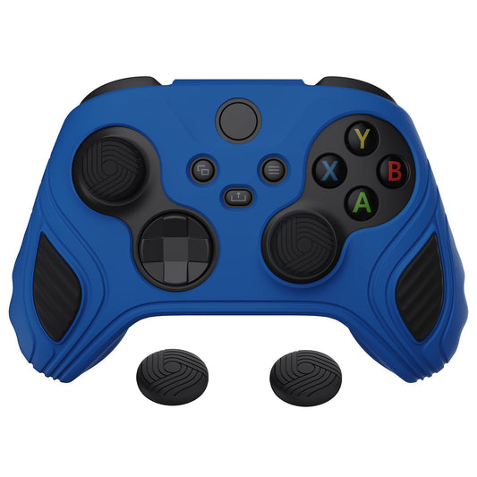 PlayVital Scorpion Edition Two-Tone Anti-Slip Silicone Case Cover for Xbox Series X/S Controller  Soft Rubber Case for Xbox Core Wireless Controller with Thumb Grip Caps - Blue & Black