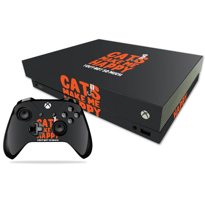 MIGHTY SKINS Xbox One X Skin - Cats Make Me Happy, Durable Vinyl Decal, Easy Apply/Remove, Unique Design, Made in USA