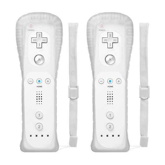 ADHJIE Wii Remote Controller, 2 Packs Wireless Controller Compatible with Wii/Wii U with Wrist Strap & Silicone Case, White