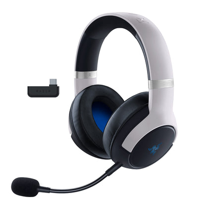 Razer Kaira Pro Wireless Gaming Headset - Haptics, 50mm Drivers, Detachable Mic, 2.4GHz/Bluetooth, White/Black, RZ04-040301