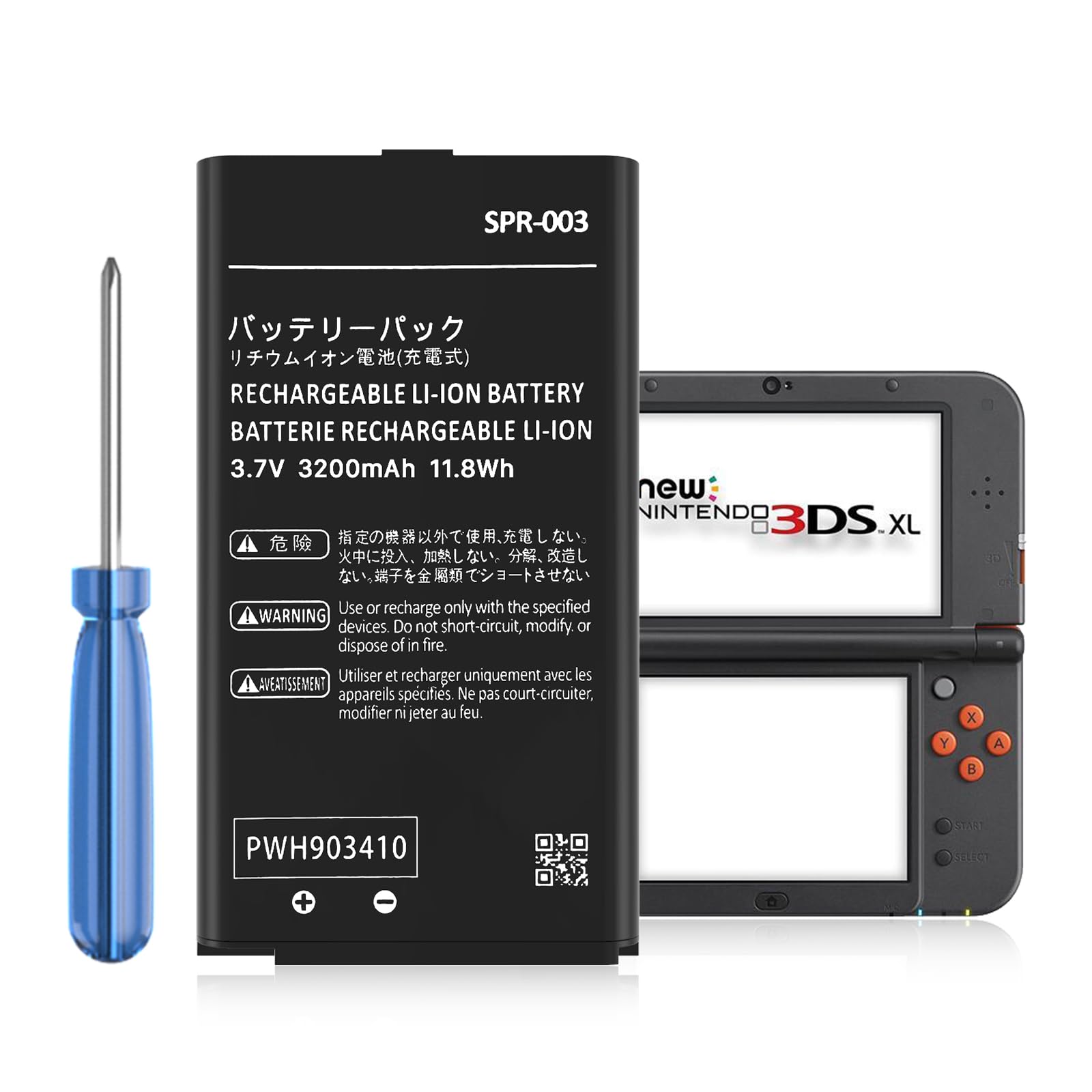 SPR-003 Battery  2025 New Upgraded (3200mAh) Ultra High Capacity Li-ion Battery Replacement for Nintendo 3DS XL New 3DS XL LL Game Console  Switch Game Console  with Repair Tool Kit