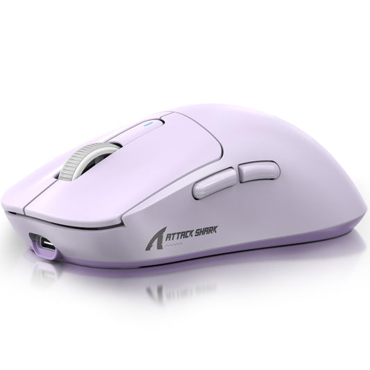 MANBASNAKE ATTACK SHARK X3 Wireless Gaming Mouse - 49g, 26K DPI, 200h Battery Life, Ergonomic Design, Lavender Color