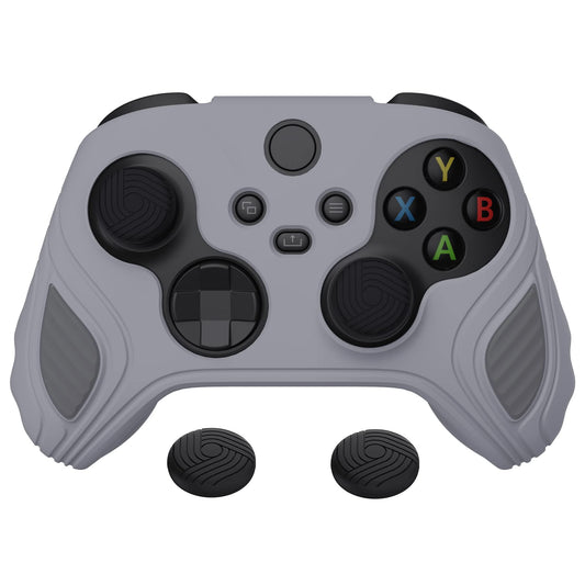 PlayVital Scorpion Edition Two-Tone Anti-Slip Silicone Case Cover for Xbox Series X/S Controller  Soft Rubber Case for Xbox Core Wireless Controller with Thumb Grip Caps - Metallic Gray & Dark Gray