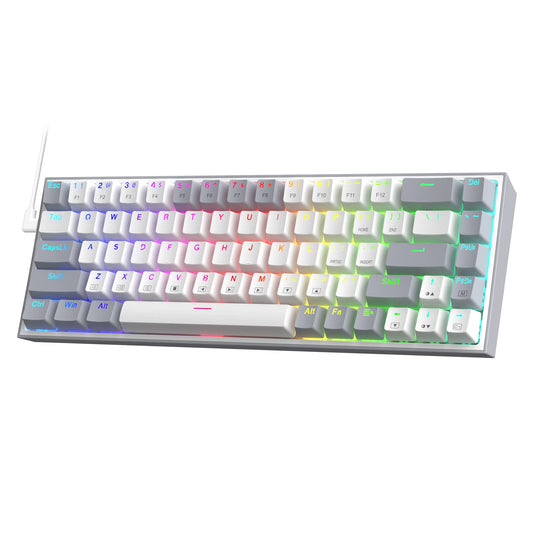 Redragon K631 Gery 65% Wired RGB Gaming Keyboard  68 Keys Compact Mechanical Keyboard w/100% Hot-Swap Socket  Free-Mod Plate Mounted PCB & Dedicated Arrow Keys  Quiet Red Switch