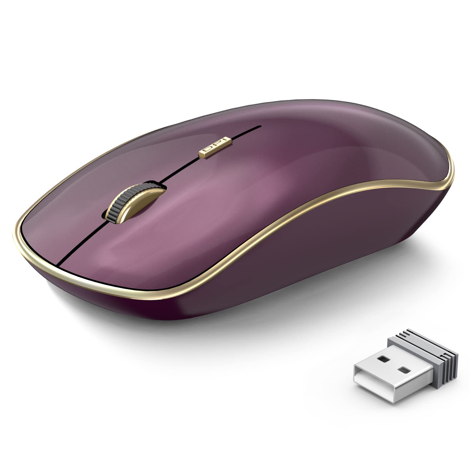 JOYACCESS J Wireless Mouse for Laptop  2.4G Slim Wireless Silent Mouse  Portable Wireless Computer Mouse  3200 DPI  USB Wireless Mouse for Desktop  Notebook  Chromebook  PC (Wine Red)