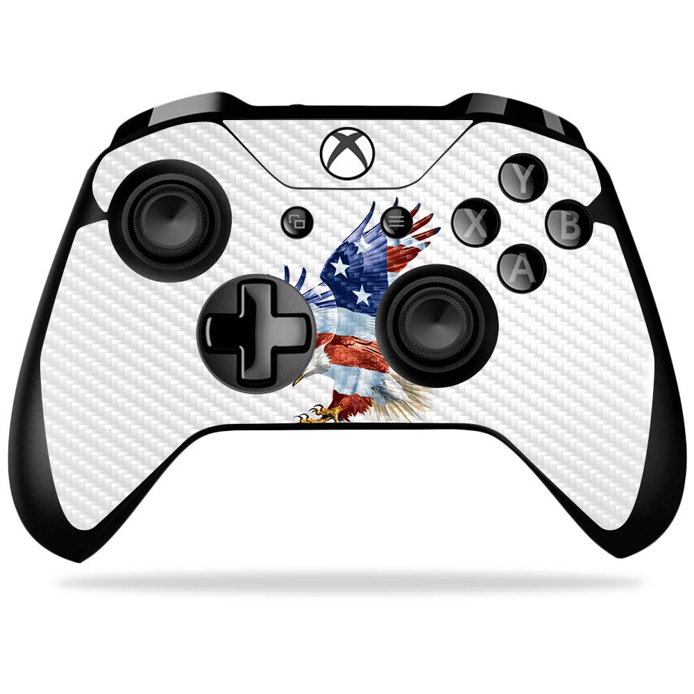 MightySkins Carbon Fiber Skin for Microsoft Xbox One X Controller - American Eagle | Protective  Durable Textured Carbon Fiber Finish | Easy to Apply  Remove  and Change Styles | Made in The USA