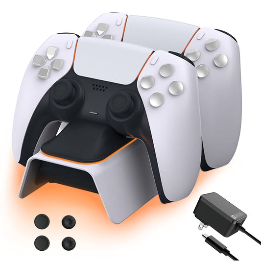 NexiGo PS5 Controller Charger Dock, Fast Charging, Dualsense Station for 2 Controllers, White, Model NexiGo-PS5 DOCK-0588WHT
