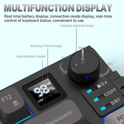 Attoe Wireless Gaming Keyboard and Mouse Combo, BT5.0/2.4GHz/USB-C, RGB, 1600DPI, 2000mAh, Gradient Gray, Model JST