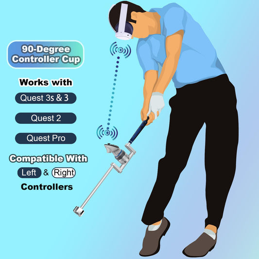 YEZRO 26” Golf Club Attachment for Meta Quest 3/3S - Adjustable Weighted Handle, Black, Compatible with Right/Left Hand