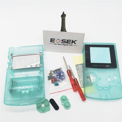 EXSEK GBC Shell Replacement Case Cover for Gameboy Color, Luminous Green Backlight, Model EXGBCLUM