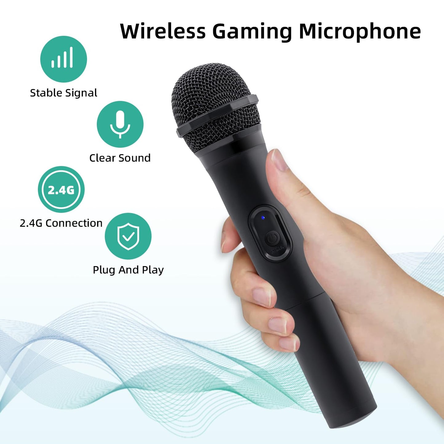 Mcbazel Wireless USB Gaming Microphone, 2 Pack, Compatible with Xbox, PS5, Switch, Black, Model MT-010273