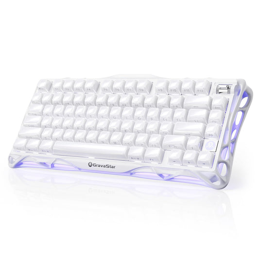 GravaStar Mercury K1 75% White Wireless Keyboard  Aluminum Alloy Exoskeleton Design Mechanical Gaming Keyboard  Gasket Hot-Swap Socket  Linear Switches  RGB Backlit