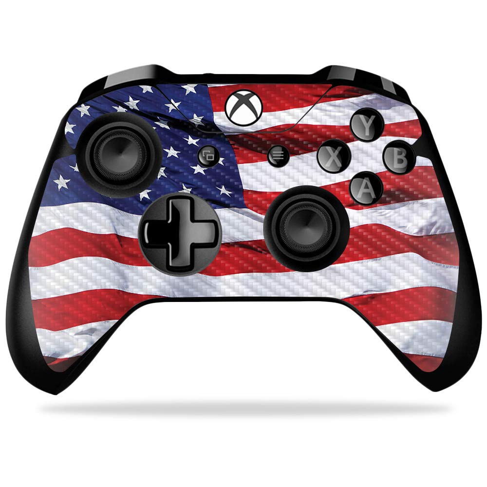 MightySkins Carbon Fiber Skin for Microsoft Xbox One X Controller - American Flag | Protective  Durable Textured Carbon Fiber Finish | Easy to Apply  Remove  and Change Styles | Made in The USA