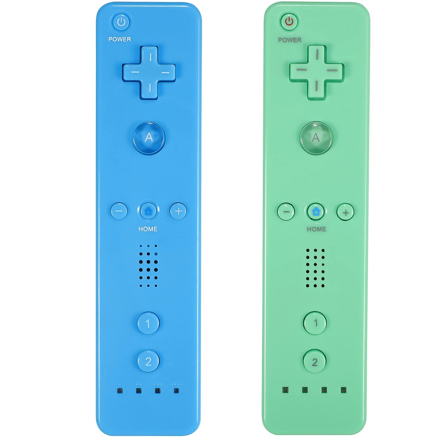 Yosikr Wii Controller 2 Pack - Remote with Silicone Case & Strap, Green & Blue, Compatible with Wii/Wii U