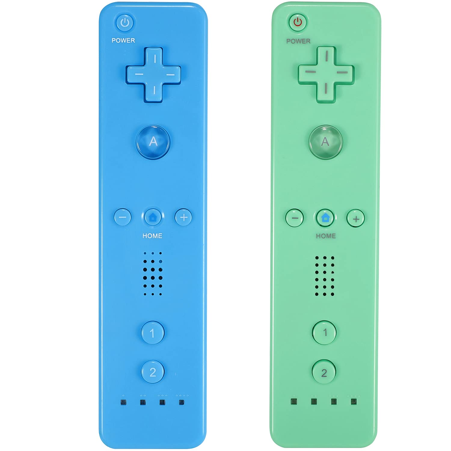 Yosikr Wii Controller 2 Pack - Remote with Silicone Case & Strap, Green & Blue, Compatible with Wii/Wii U