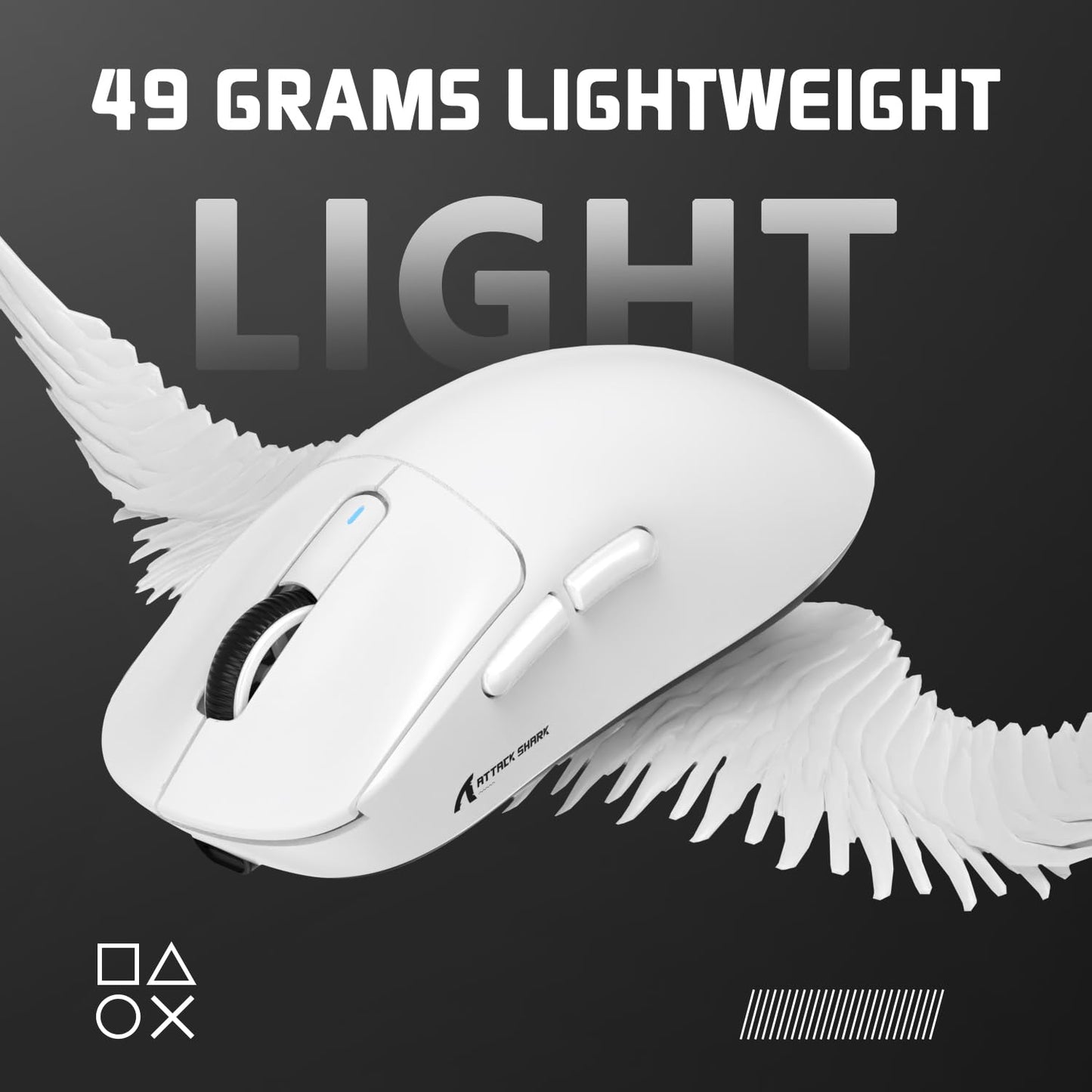 MAMBASNAKE Attack Shark X3 Wireless Gaming Mouse - 49g Ultralight, 26000 DPI, Bluetooth/2.4GHz/Wired, White