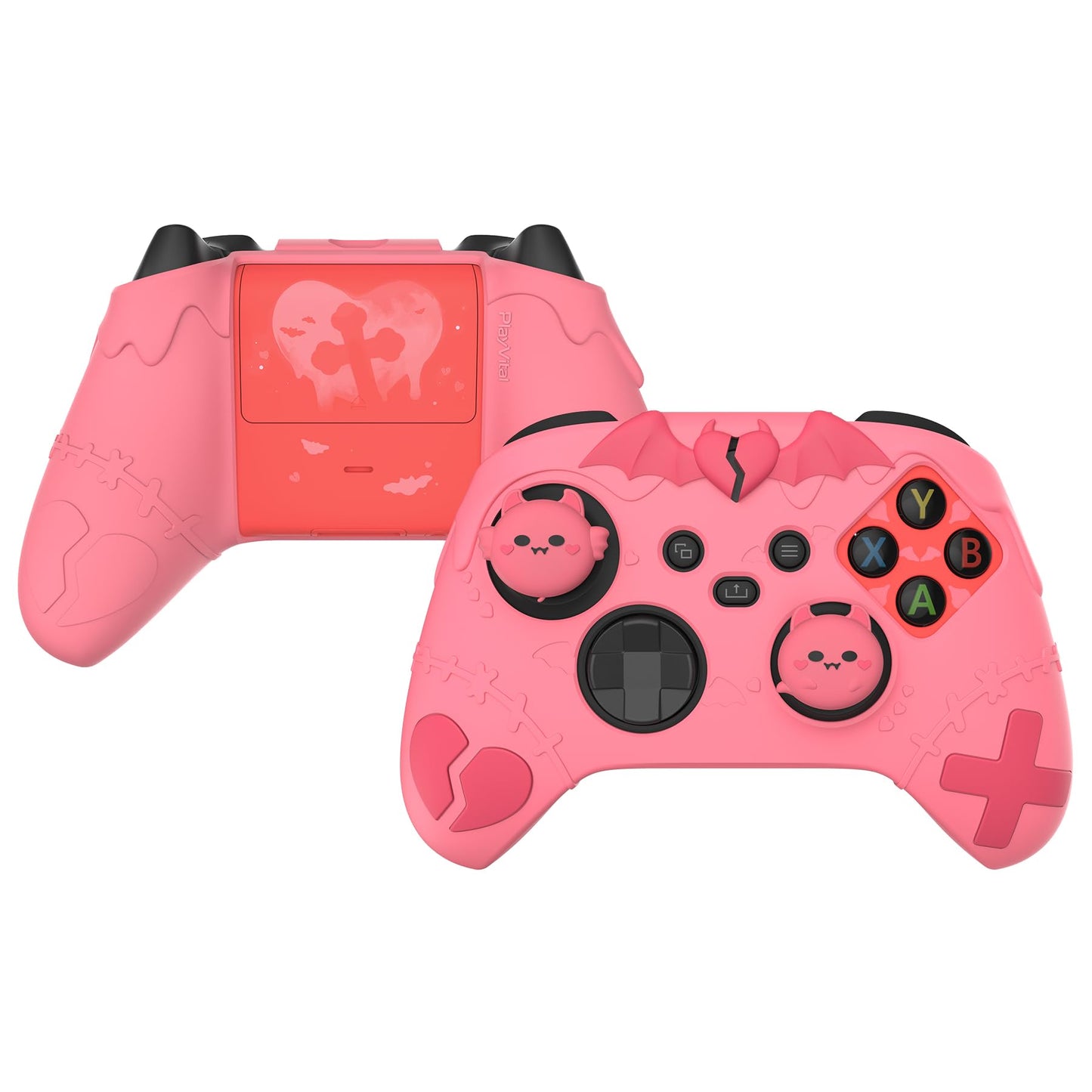 PlayVital Gothic Imp Series Cute Silicone Skin for Xbox Series X & S Controller  Anti-Slip Grip Silicone Cover  Protective Case for Xbox Core Controller with Thumb Grips  Peach Pink