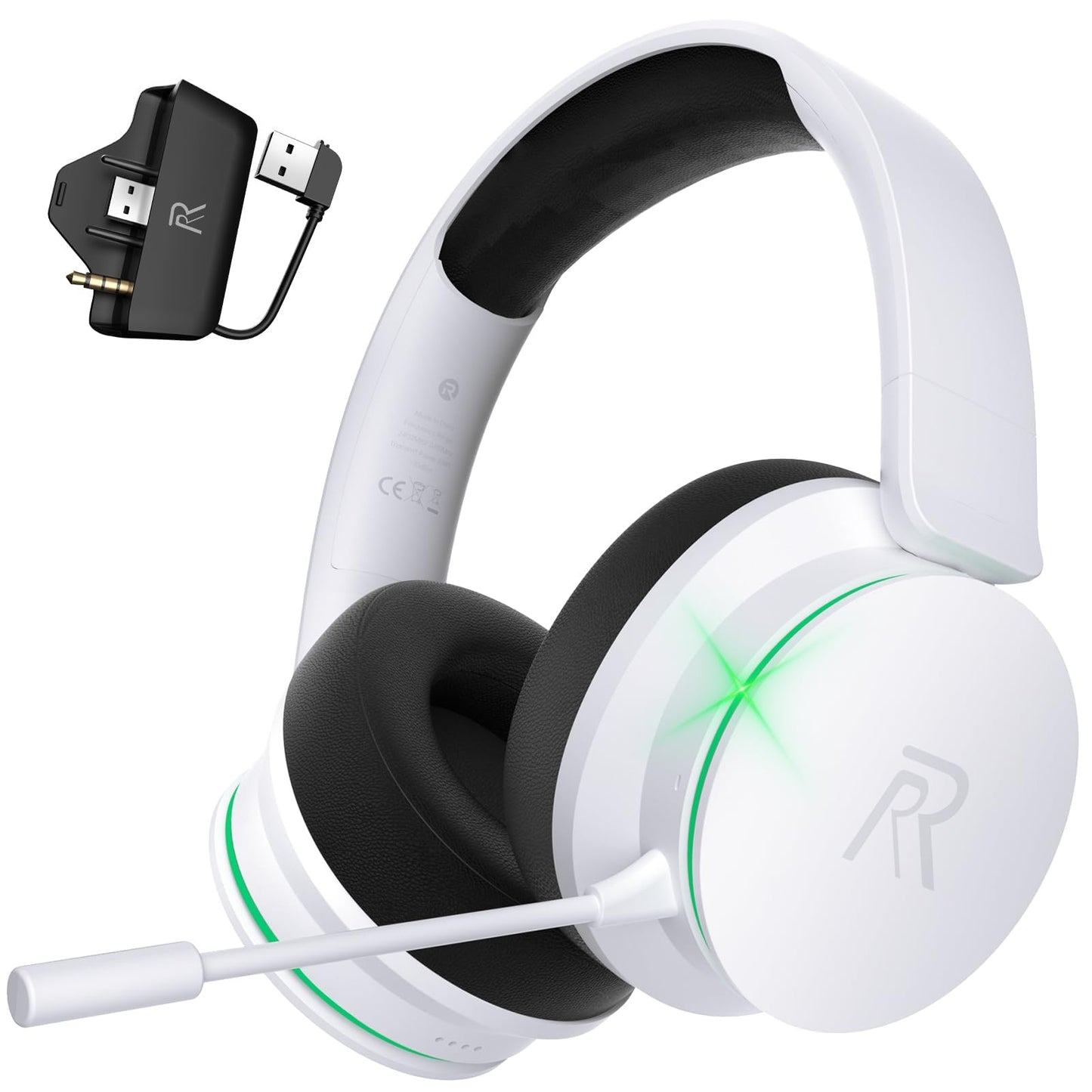 RYR Wireless Gaming Headset  Bluetooth 5.3  3D Surround Sound  Rotatable Earmuffs  Wireless Gaming Headphones with Noise Canceling Microphones for Xbox Series X|S  Xbox One  Sega Gear  Mac-Blackwhite