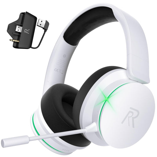 RYR Wireless Gaming Headset  Bluetooth 5.3  3D Surround Sound  Rotatable Earmuffs  Wireless Gaming Headphones with Noise Canceling Microphones for Xbox Series X|S  Xbox One  Sega Gear  Mac-Blackwhite