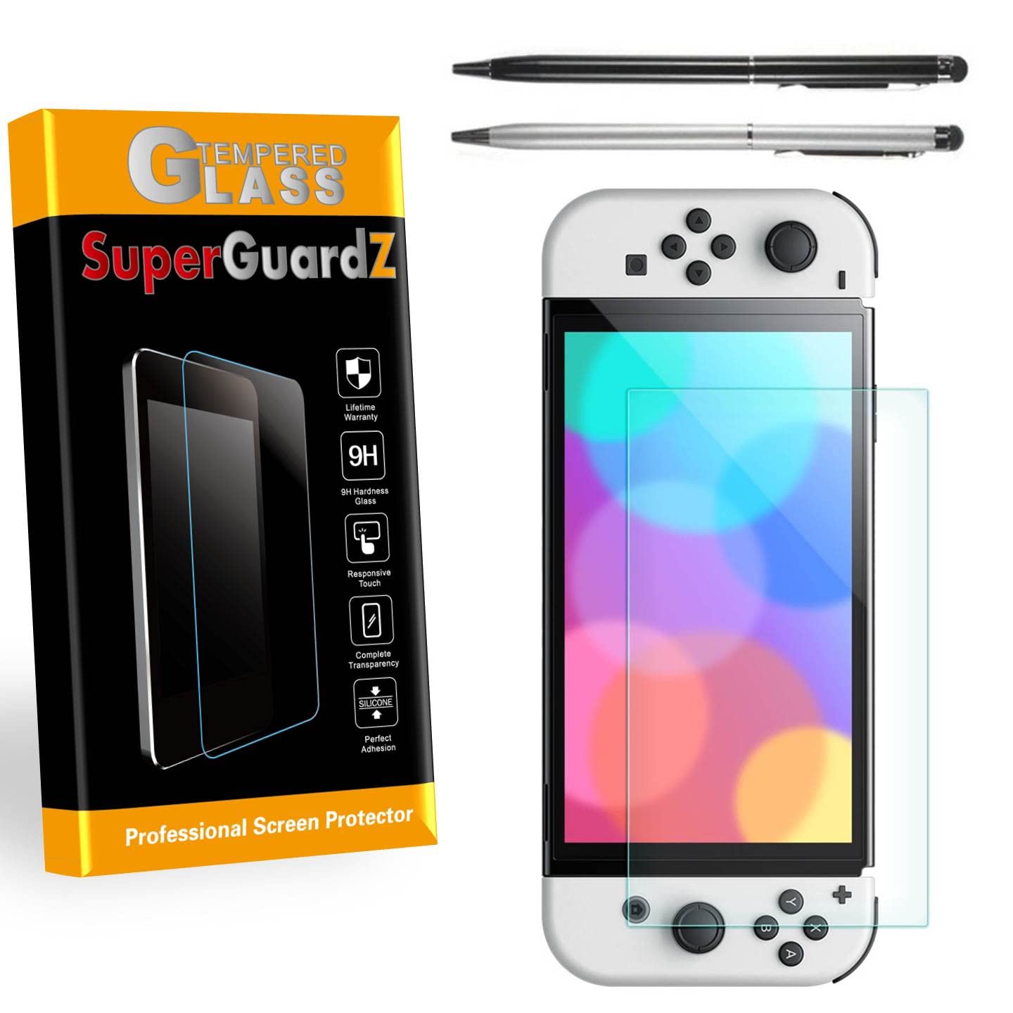Stylus Pens + for Nintendo Switch OLED (2021) Screen Protector Tempered Glass Anti Blue Light  Eye Protection  SuperGuardZ