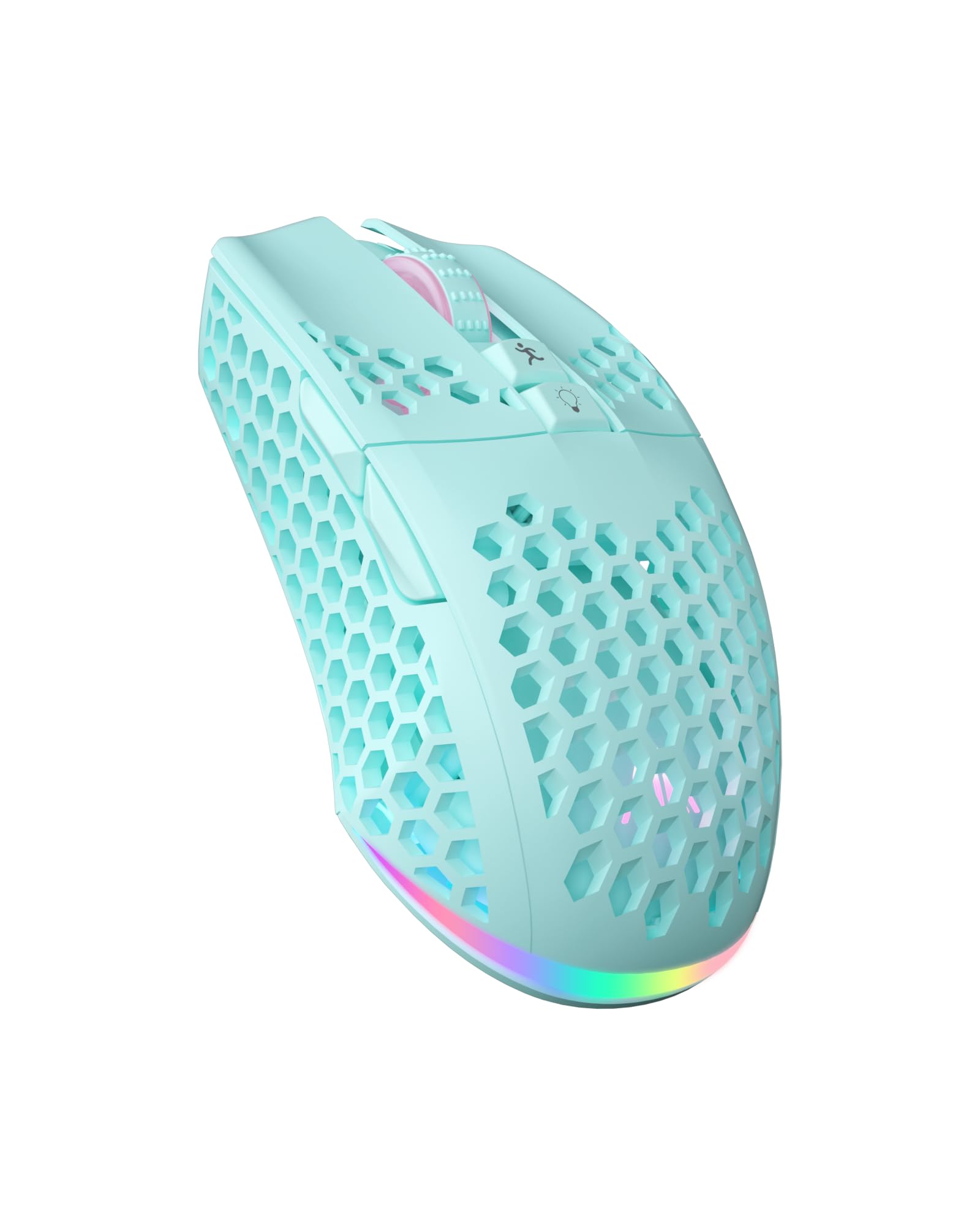 SOLAKAKA SM600 Honeycomb Shell Gaming Mouse Wireless 8000 DPI Tri-Modes BT5.1/2.4G Wireless/Type-C Wired Gamer Mouse with 2 Side Buttons  Macro Programmable and RGB Light for PC/Mac/Laptop Green
