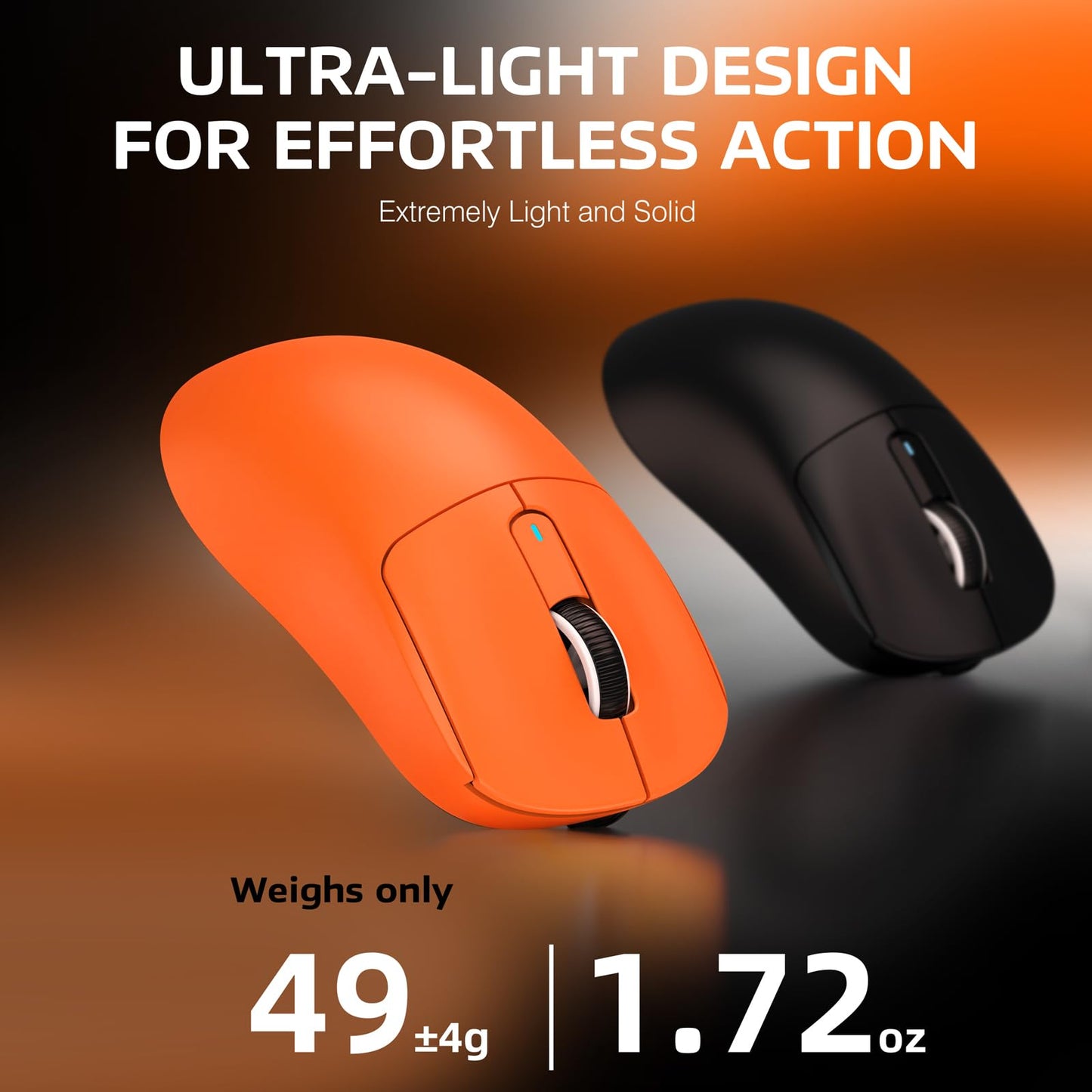MANBASNAKE ATTACK SHARK X3 Wireless Gaming Mouse, 49g, 26K DPI Optical Sensor, 200h Battery Life, Ergonomic Design, Orange