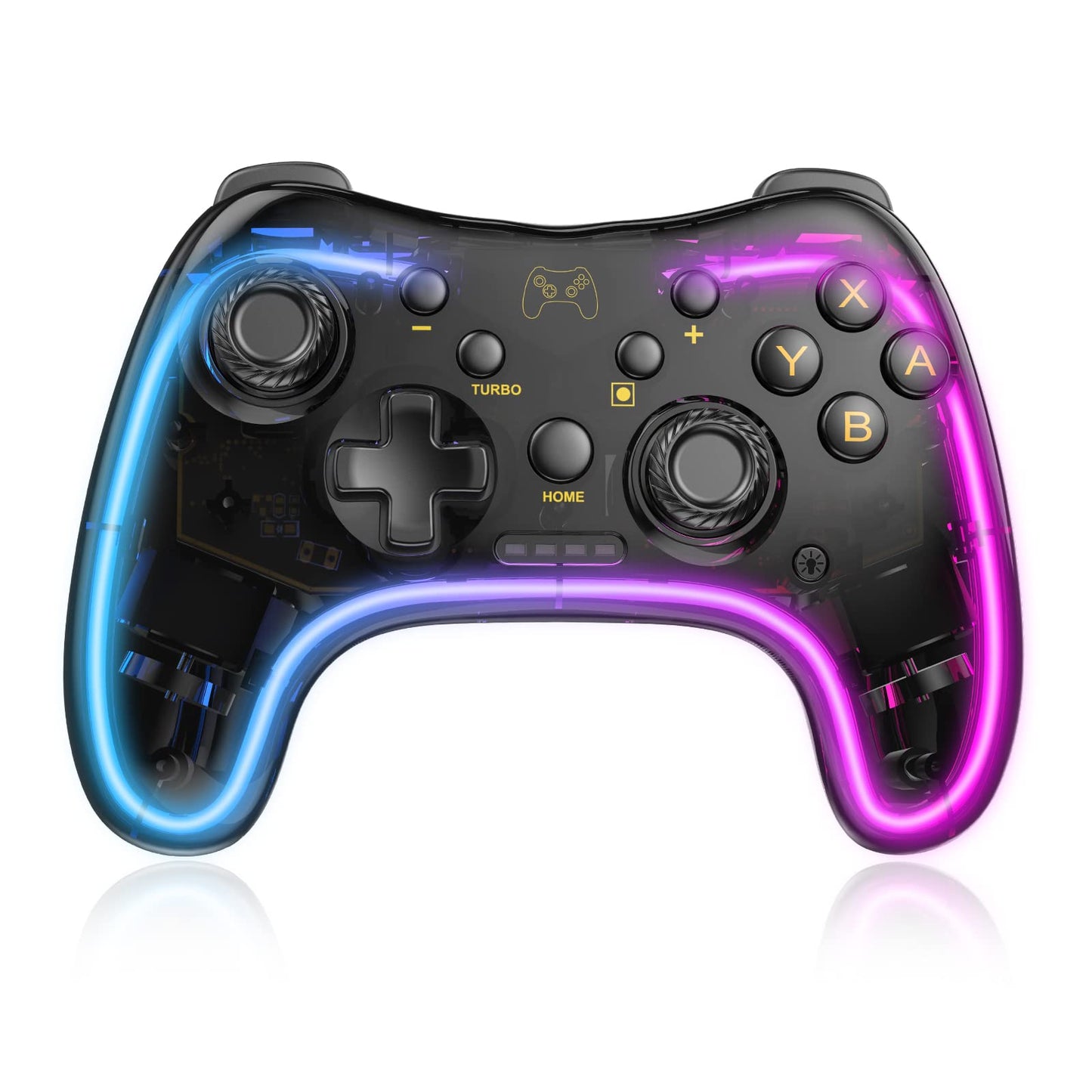 Manba Switch Pro Controller - Wireless, Turbo Support, Adjustable LED, Compatible with Switch/Switch Lite/OLED, Black (Model: STK-7039RG)