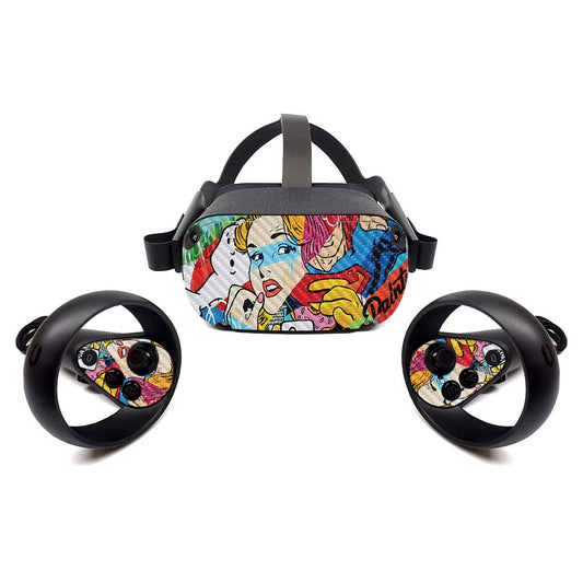 MightySkins Carbon Fiber Skin for Oculus Quest - Cartoon Mania | Protective  Durable Textured Carbon Fiber Finish | Easy to Apply  Remove  and Change Styles | Made in The USA (CF-OCQU-Cartoon Mania)