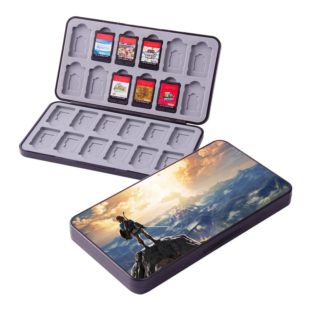 PERFECTSIGHT Switch Game Card Case for Nintendo Switch Lite/ Switch OLED  Cute Kawaii Portable Thin Compact Hard Shell Case  NS Protective Shockproof Holder Storage Box with 24 refill unit sections  Zel