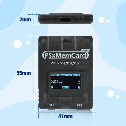 BITFUNX PSxMemCard Gen2 Memory Card - 8GB MicroSD, Unlimited Storage, Firmware Upgrade, High Speed, Tran-Black for PS2/PS1/PS One