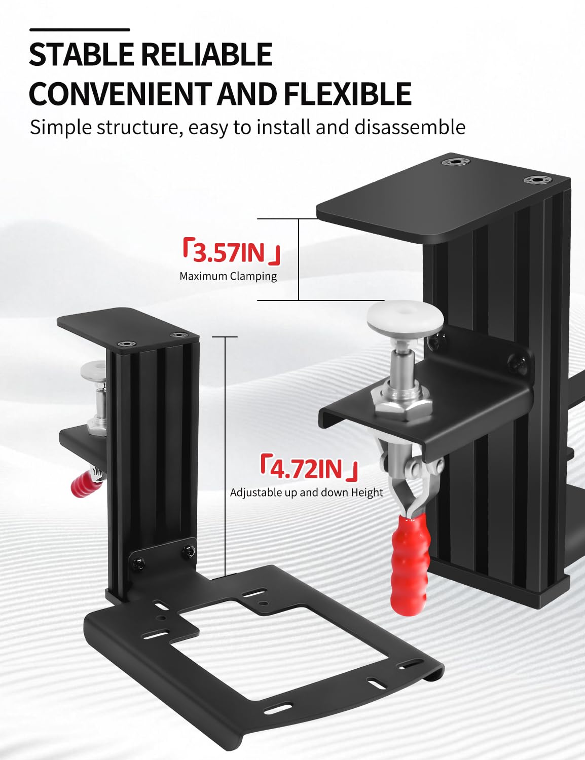 Easyget Metal Desk Mount for Flight Sim Stick - Height Adjustable, Sturdy Clamp, Compatible with Thrustmaster Models, Black
