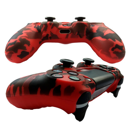 Hikfly Silicone Gel Controller Cover for PS4/PS4 Slim/Pro - Red with 8 FPS Pro Thumb Grip Caps