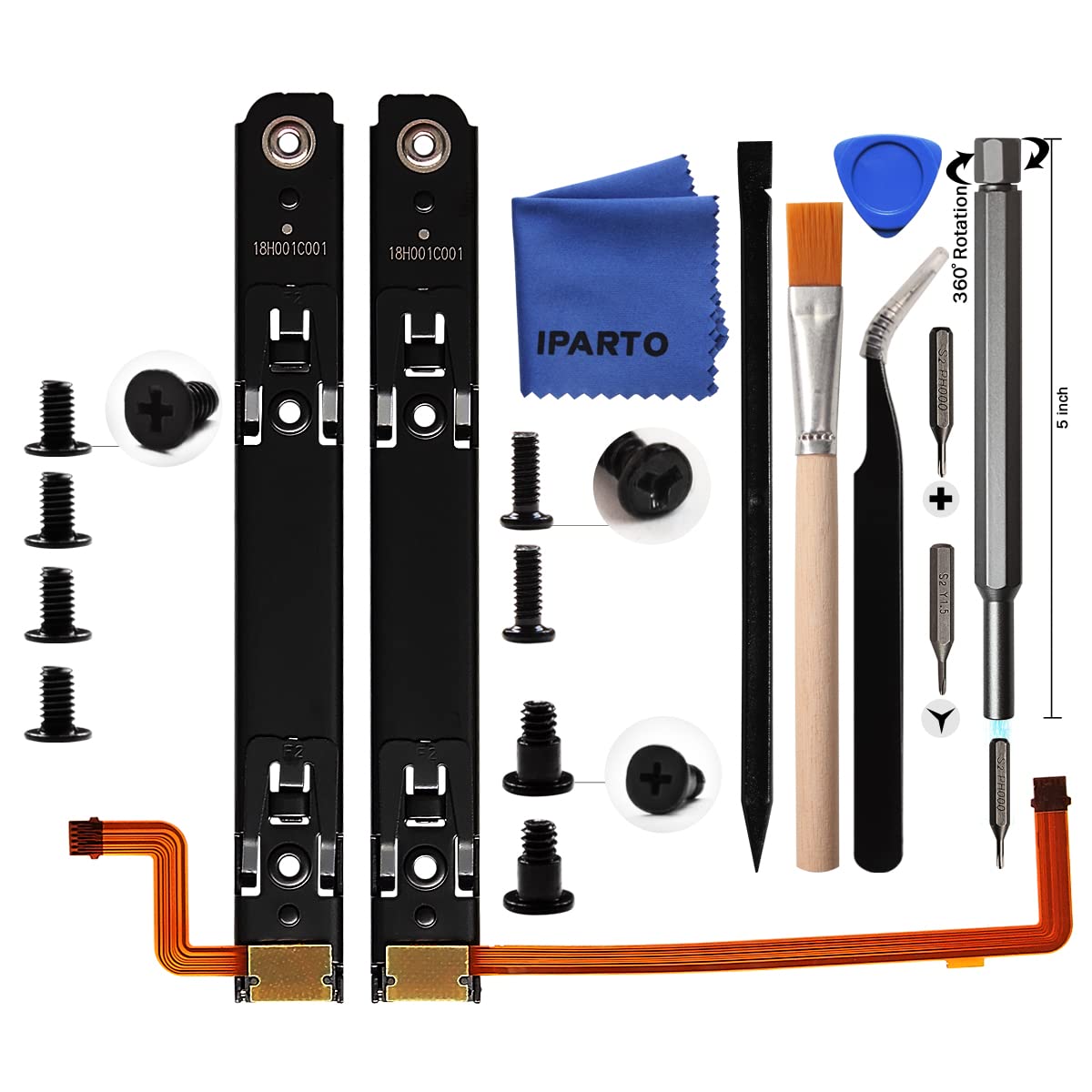 iParto Replacement Right and Left Slide Rail Replacement for Nintendo Switch OLED Console Slide Rail with Flex Cable Replacement Kit for NS Switch OLED Slider Bracket Slide Bar
