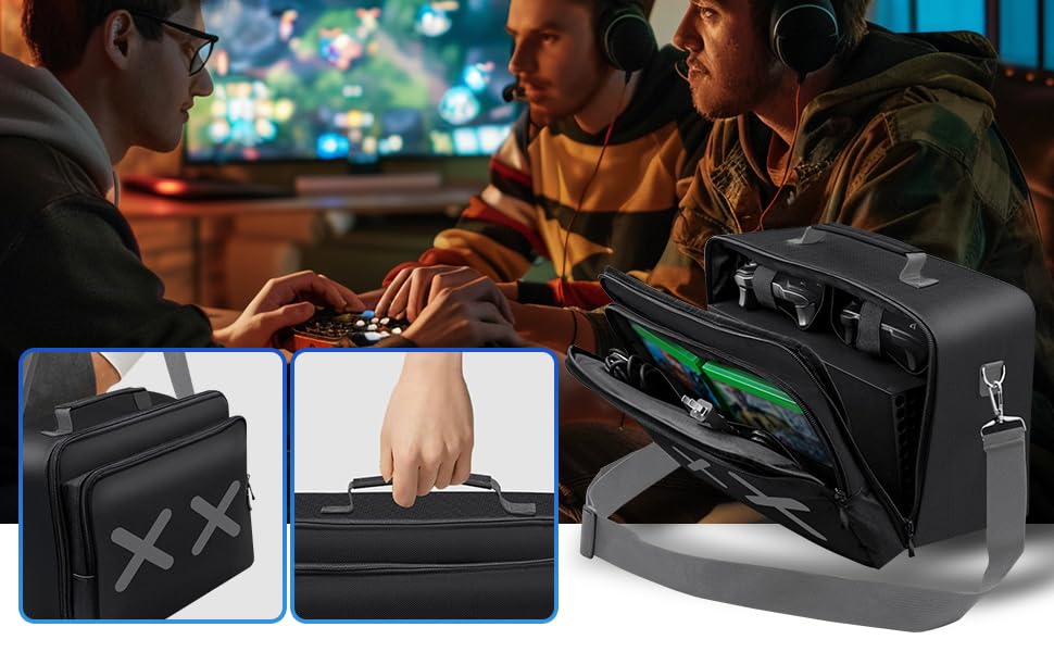 DAHAKII Travel Case Bag for Xbox Series X - Protective Carrying Case, Multiple Pockets, Black, Model DAHAKIIXSB