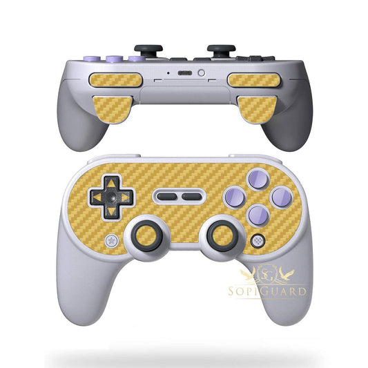 SopiGuard Skin for 8BitDo SN30 Pro+ Controller Precision Cut Vinyl Sticker Wrap (Carbon Gold)