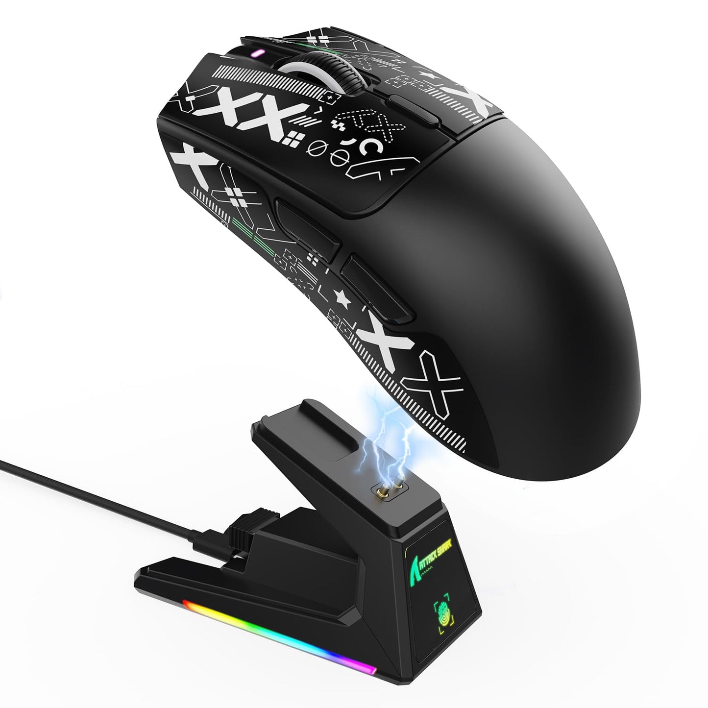 ATTACK SHARK X1 Ultralight Wireless Gaming Mouse - 40000DPI, RGB Dock, Anti-Slip Grip, Black