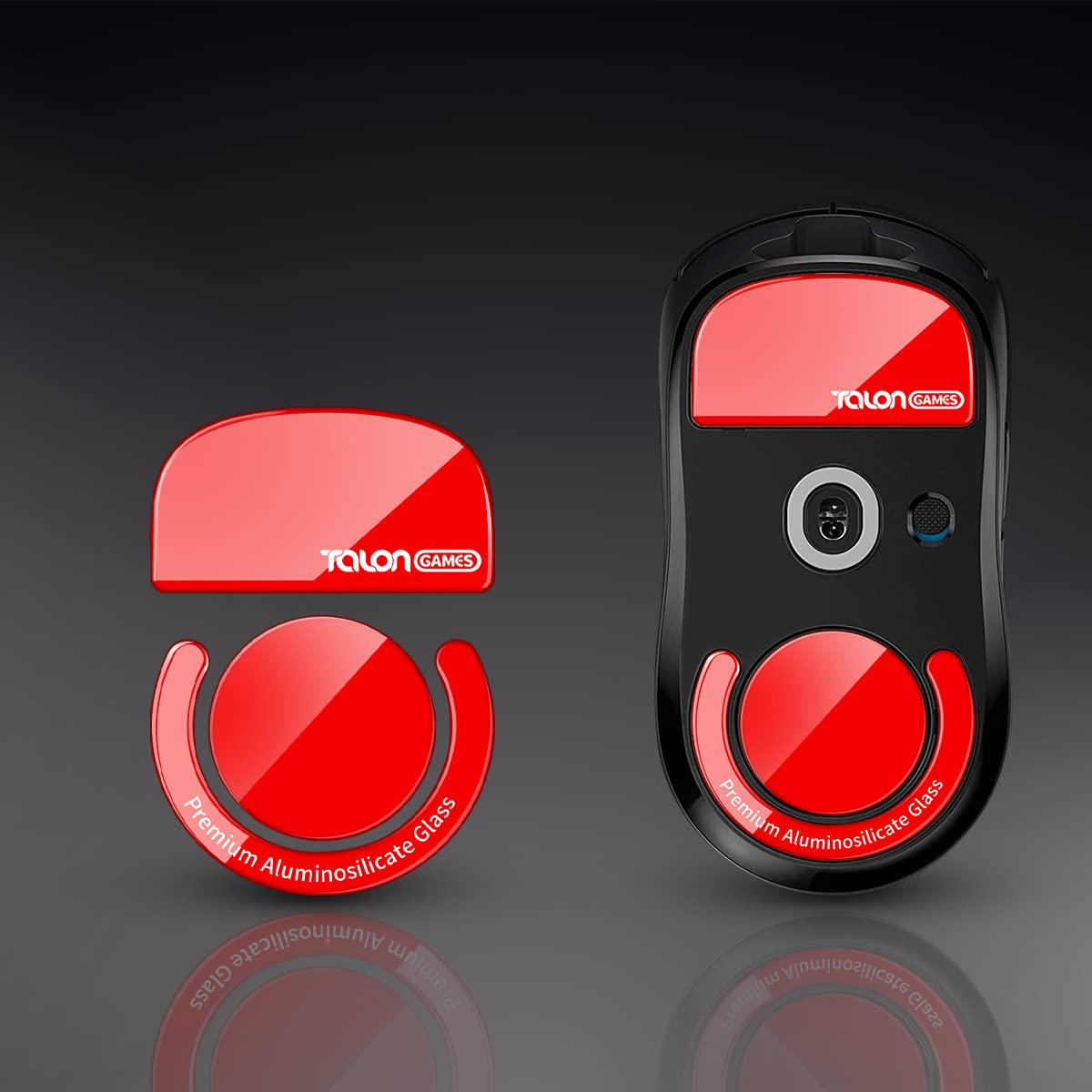 TALONGAMES Curved Edges Ultra Strong Glass Mouse Feet Skates Compatible with Logitech G Pro X Superlight Gaming Mouse Feet Replacement Super Smooth Glide Fast and Durable Sole (Red)