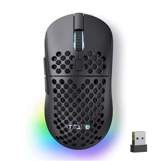 TMKB Falcon M1 Wireless Gaming Mouse  24000DPI Optical Sensor  180Hrs Battery  Lightweight  6 Programmable Buttons  RGB remove  2.4G/BT5.2/USB-C Wired for PC/Mac/Laptop - Matte Black
